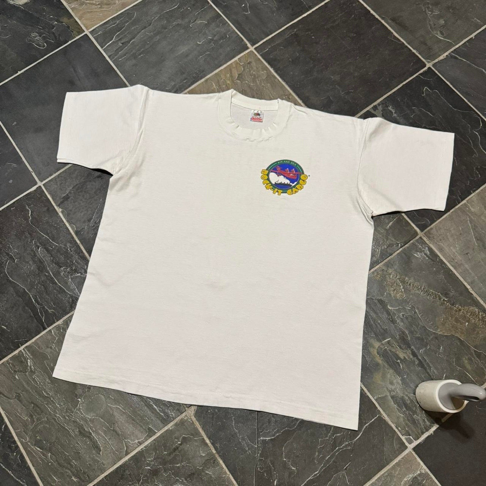 VINTAGE 94’ Woodstock SINGLE STITCH White Rock It Cargo Graphic Staff Tee - XL gallery