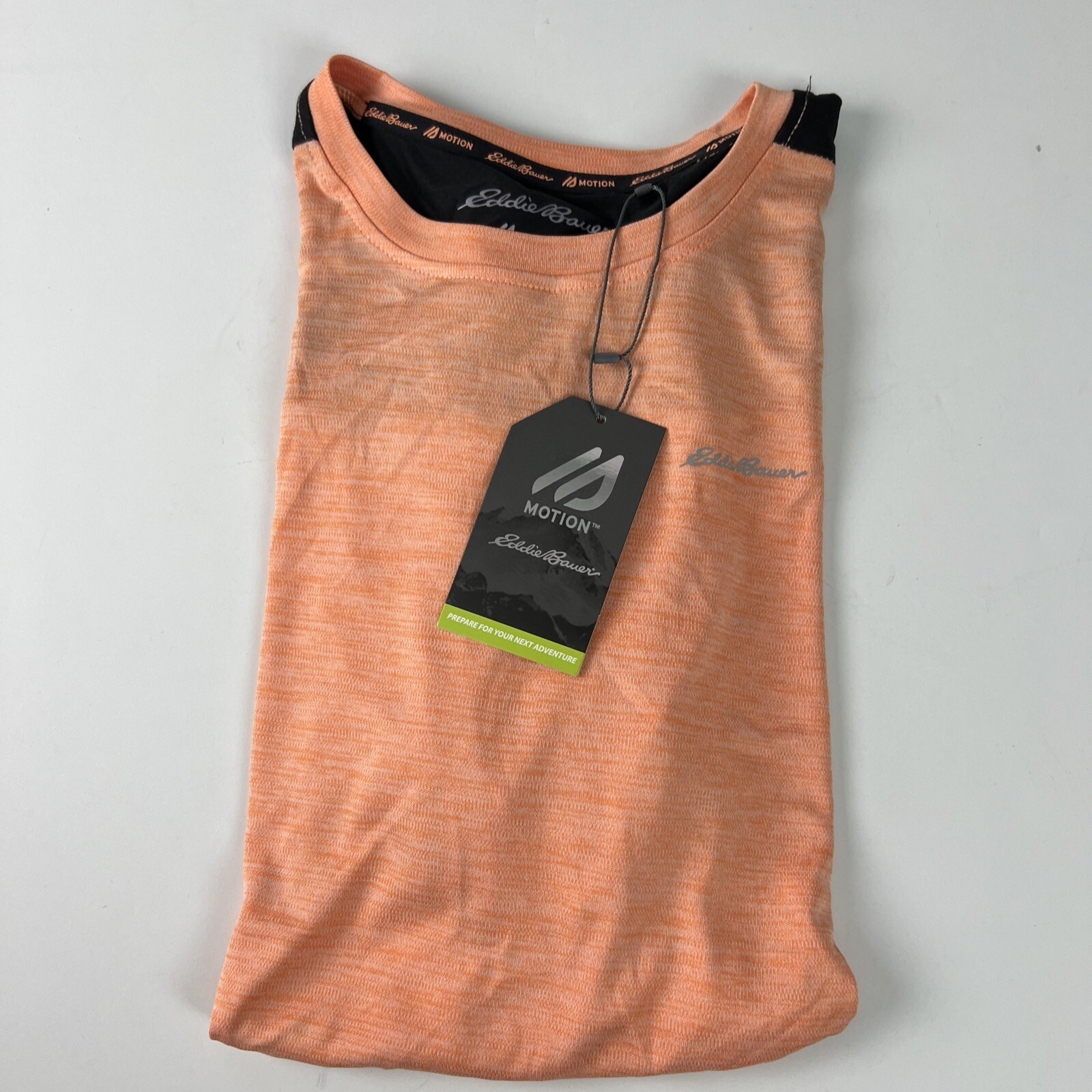 Eddie Bauer Motion Men's Tee Size Small Active Short Sleeve Cantaloupe Orange A2 gallery