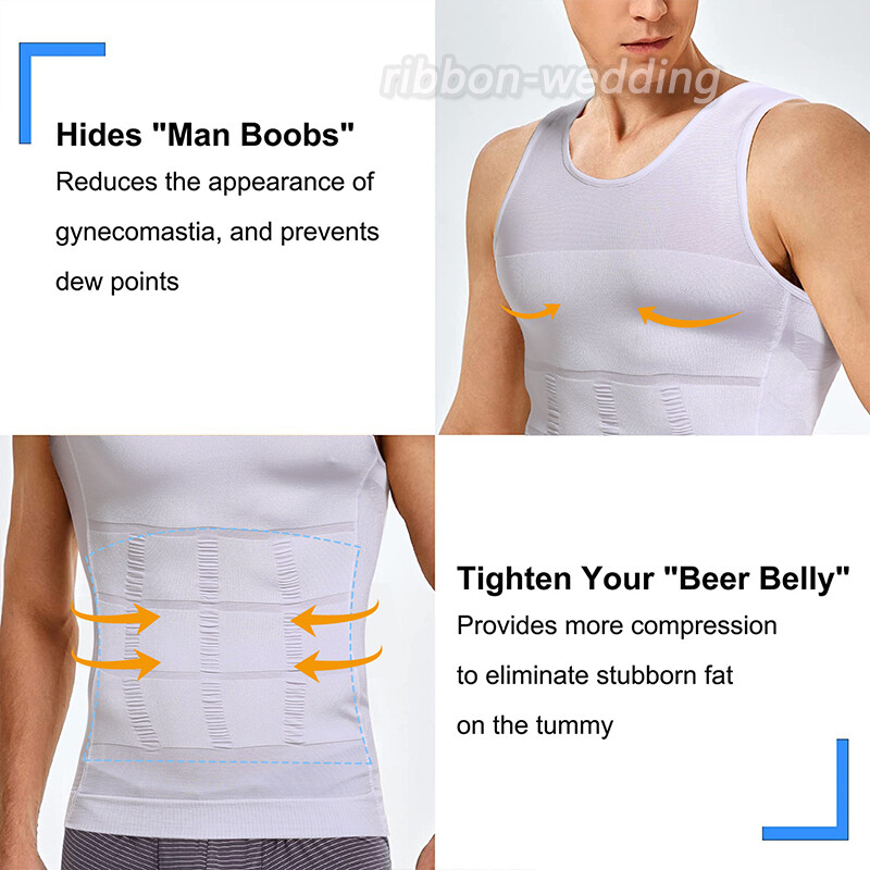 Men Slimming Body Shaper Belly Chest Moob Tummy Compression Vest Shirt Tank Top gallery