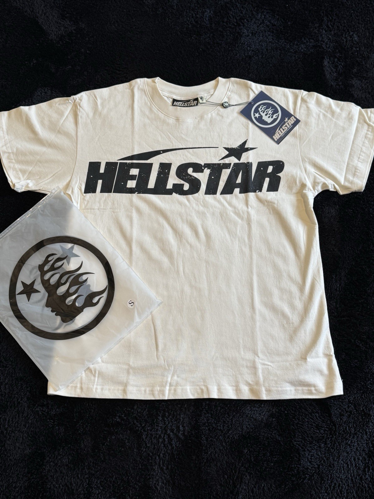 Hellstar Studios Classic Logo Vintage Beige T-Shirt Size S,M,L,XL NEW