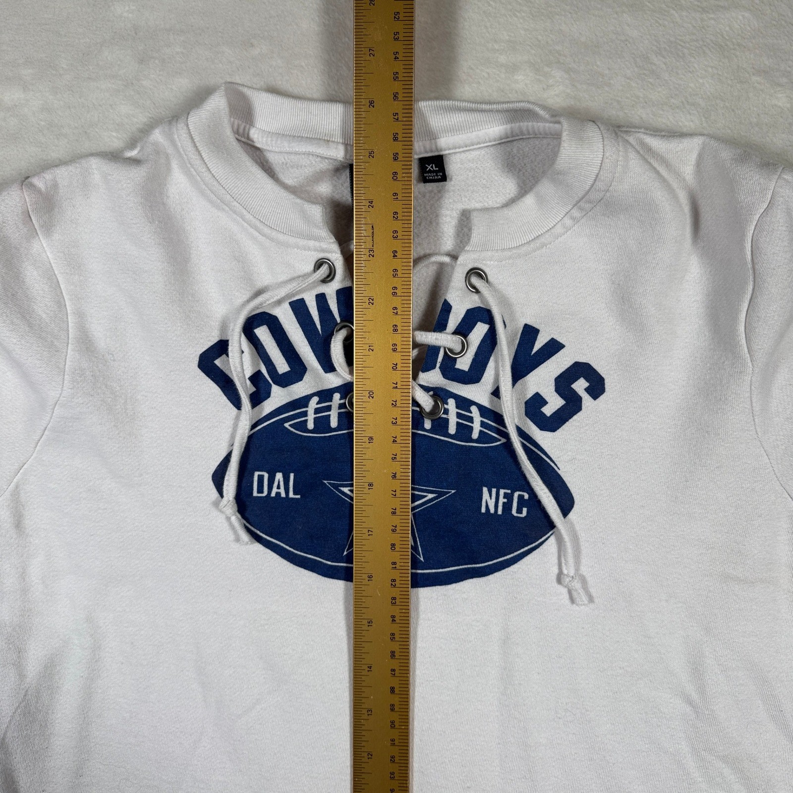 NFL Dallas Cowboys Lace Up Long Sleeve T Shirt XL White Blue Football NFL gallery