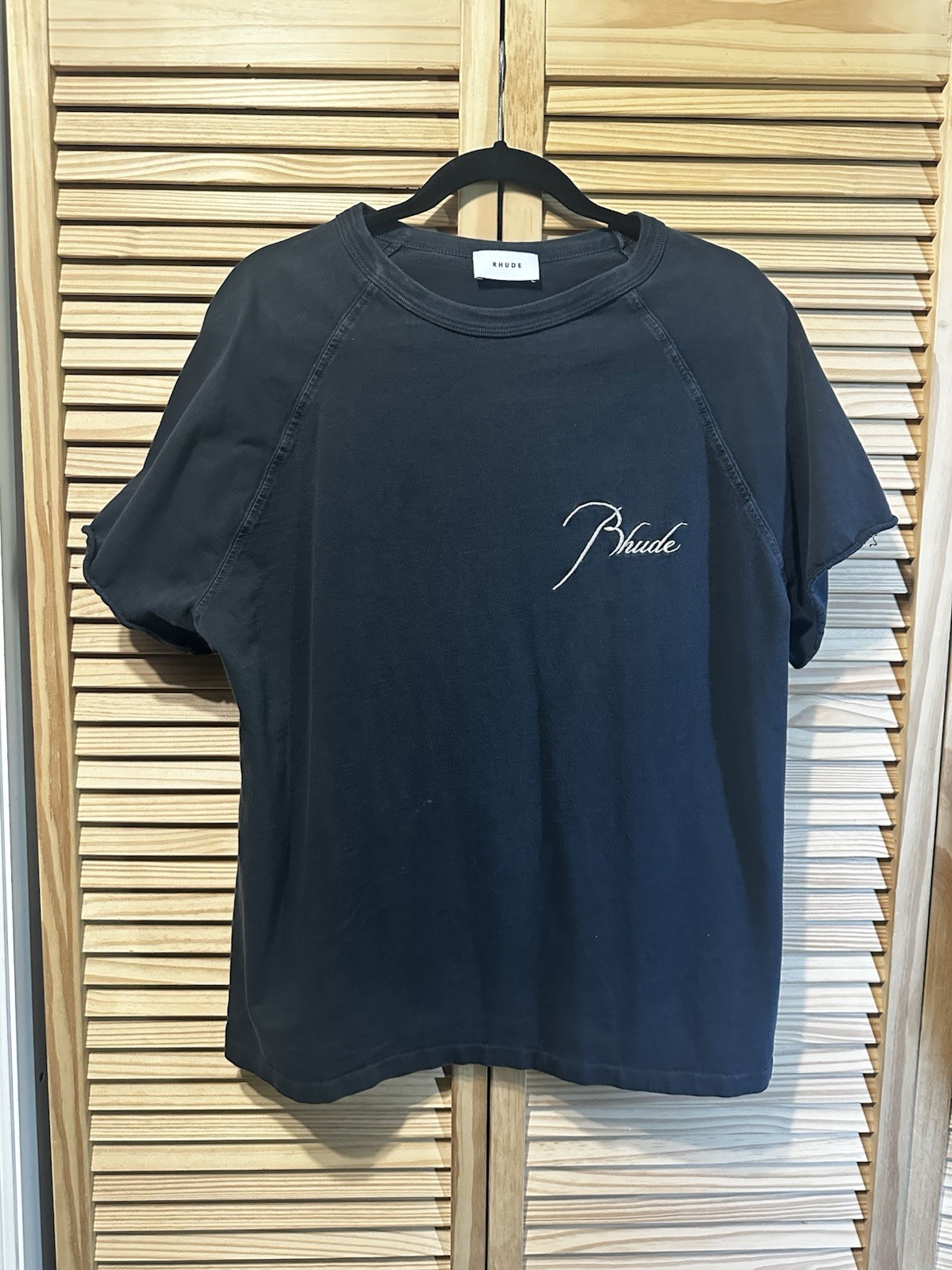 Rhude Embroidered Logo Front And Back Black Tshirt *Read*