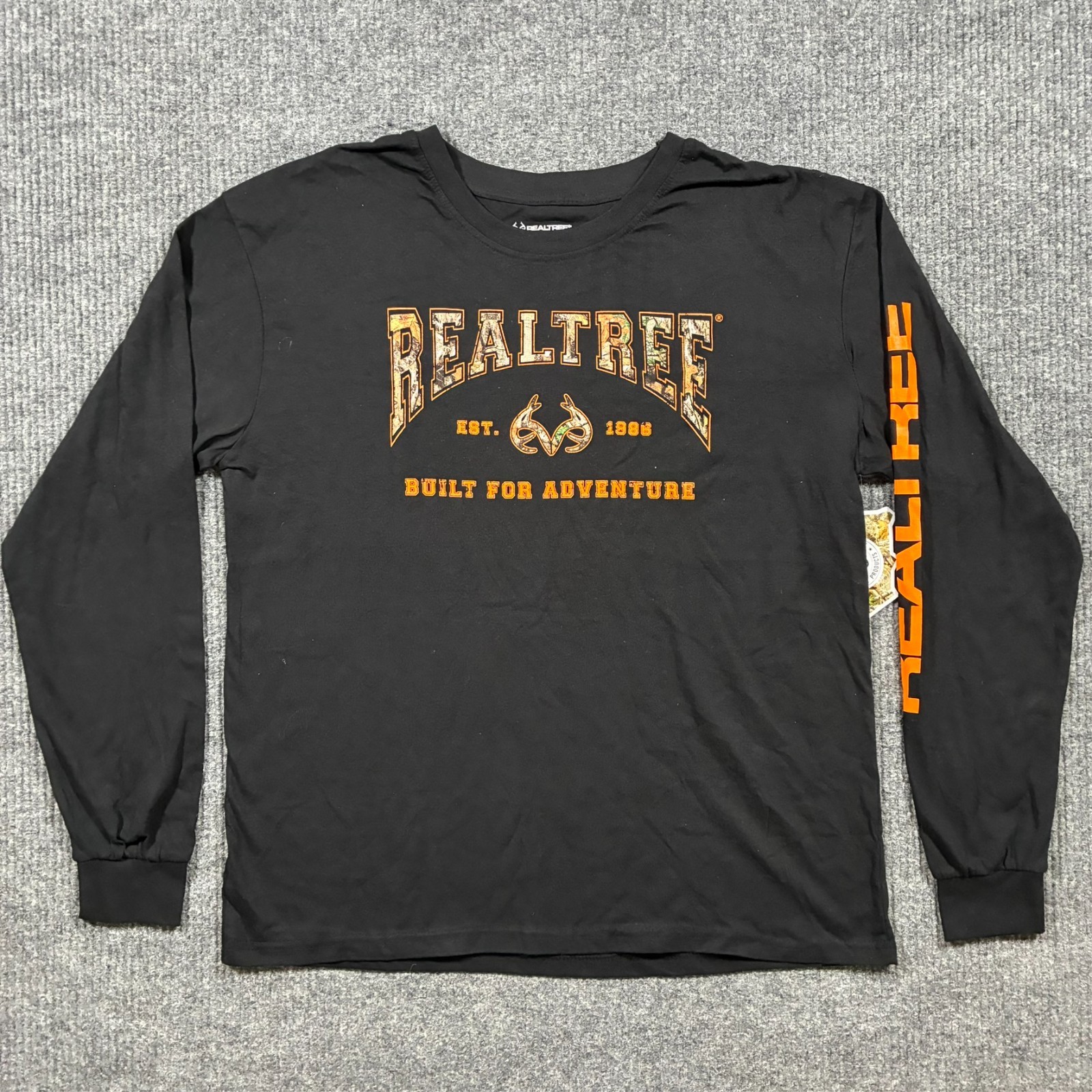 Realtree Mens Long Sleeve Shirt XL Black Hunting Outdoor Graphic Logo Casual