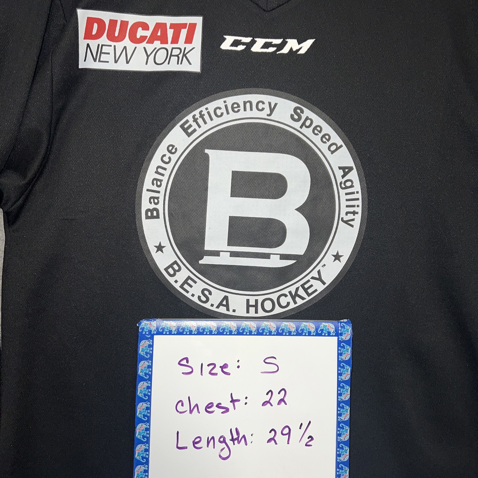 CCM x Ducati New York Shirt Men's Size S Black Hockey Jersey B.E.S.A Center Logo gallery