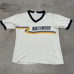 Vintage 80s Champion Thrashed Distressed Northwood Tee T Shirt Ringer sz M