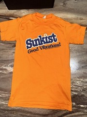 Vintage 80s Sunkist Soda Paper Thin Graphic T Shirt Orange S Single Stitch