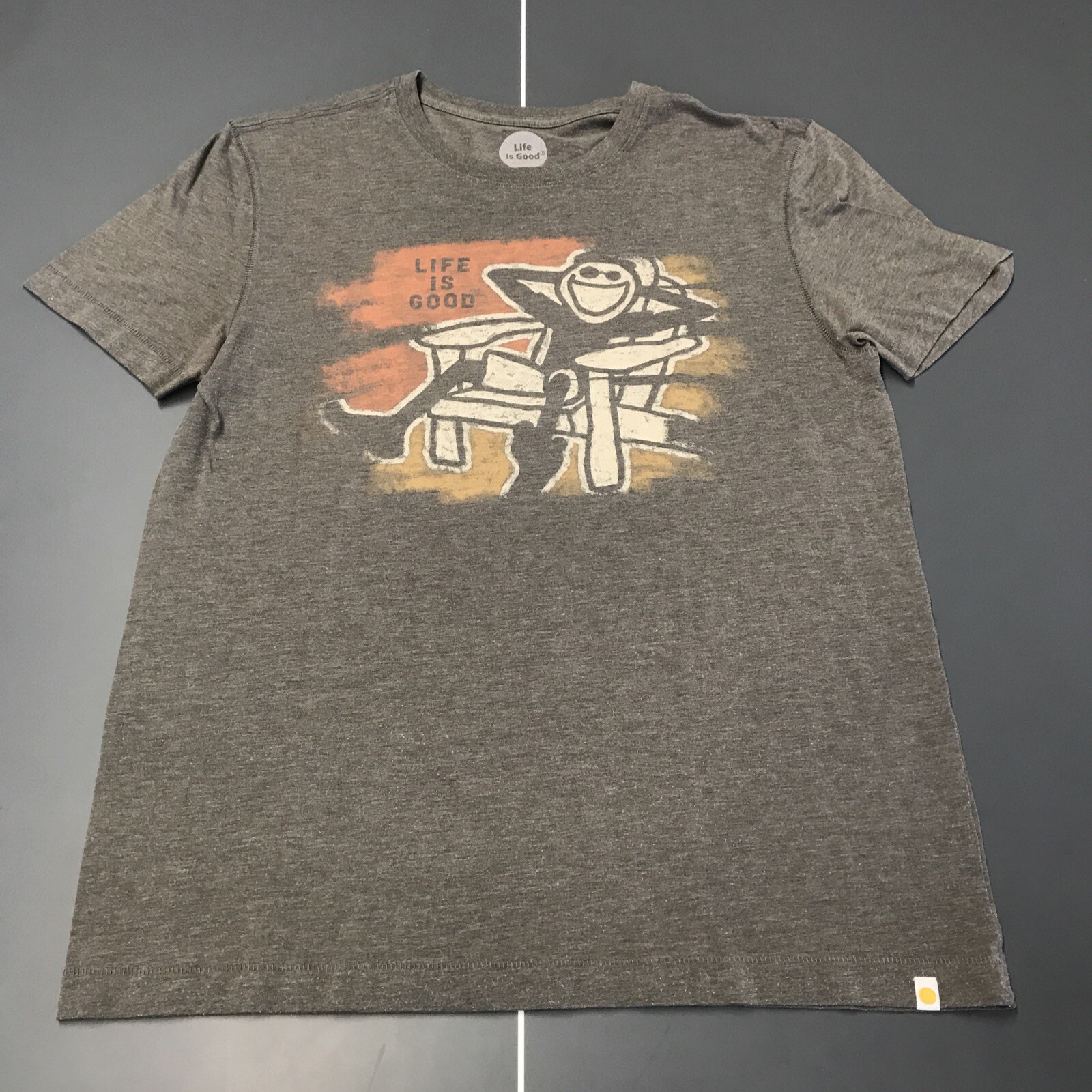 Life Is Good T-Shirt Mens M Grey Graphic Cotton Tee Logo Lounge Chair Relax gallery