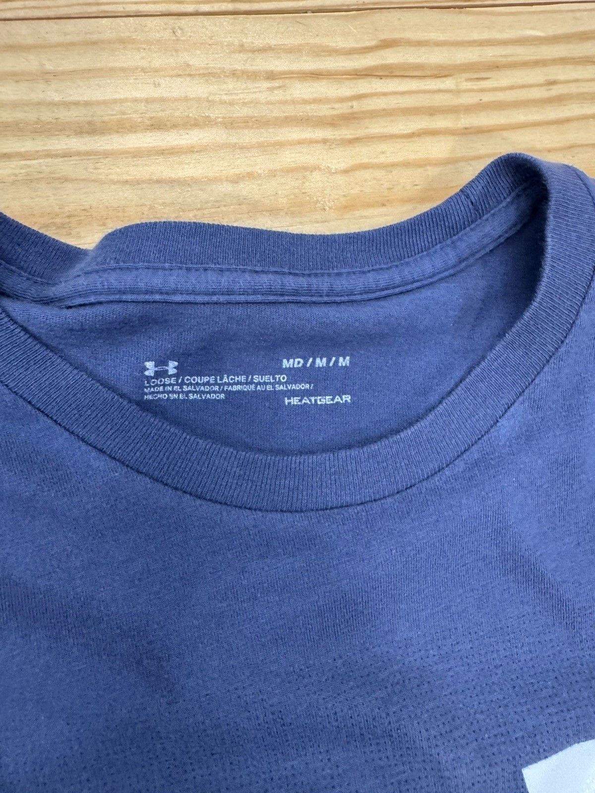 Under Armour Heatgear Blue Cotton T -Shirt White Logo Men’s Size Medium gallery
