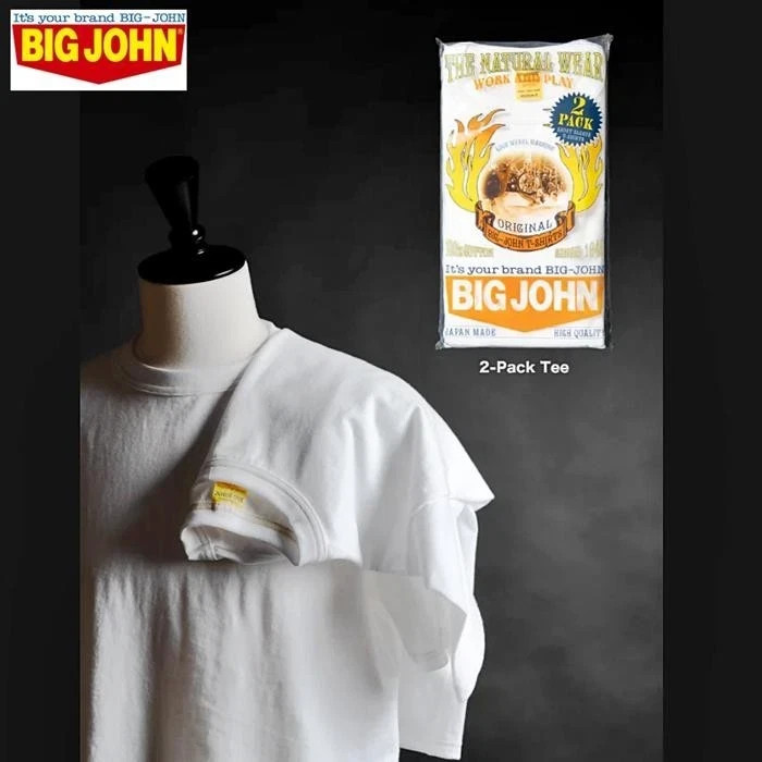 BIG JOHN 2 PACK T-SHIRT Short sleeves White only Made in Japan gallery