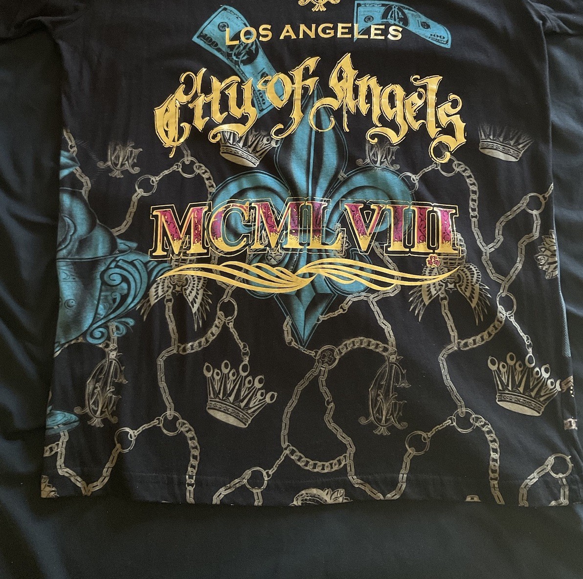 Brand New With Tags Christian Audigier Black Multi Colored Shirt Size M gallery