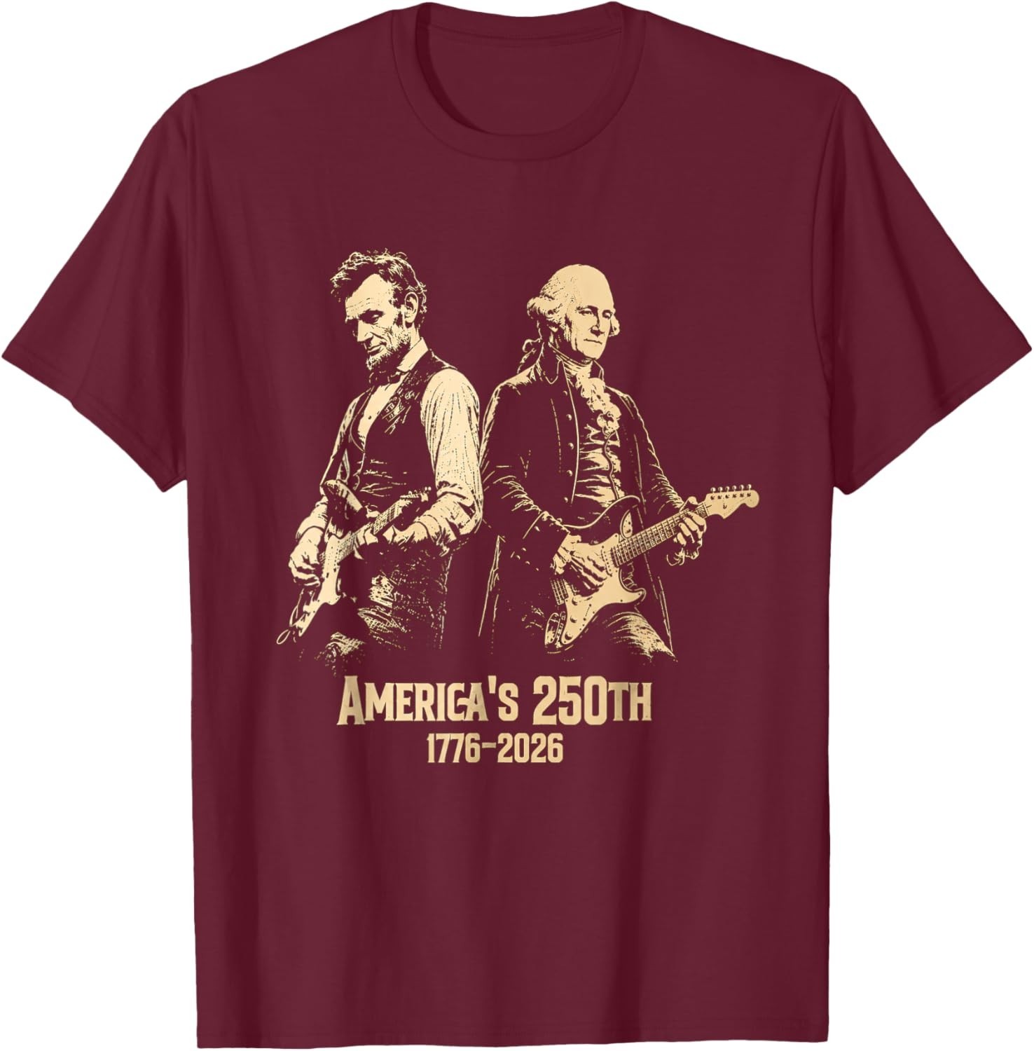 George Washington Lincoln Playing Guitar Abe Lincoln 250th T-Shirt gallery