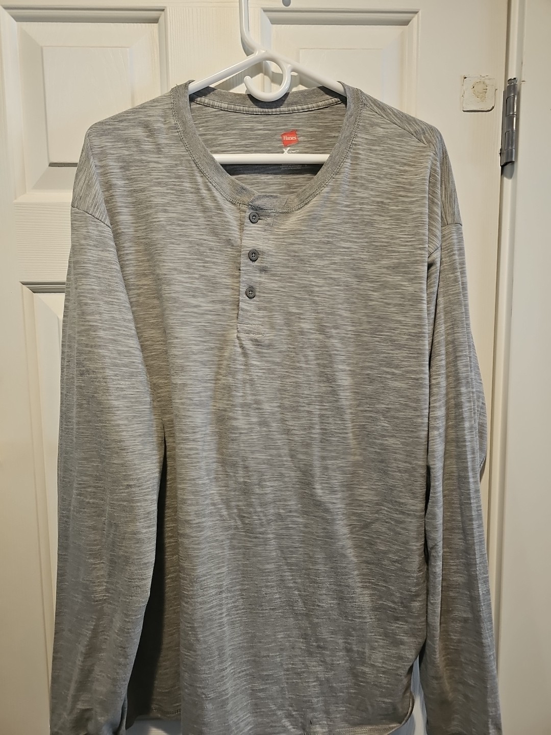 Hanes X-Temp Long Sleeve Henley Shirt Heather Gray Sz 2x Large Casual Essential gallery