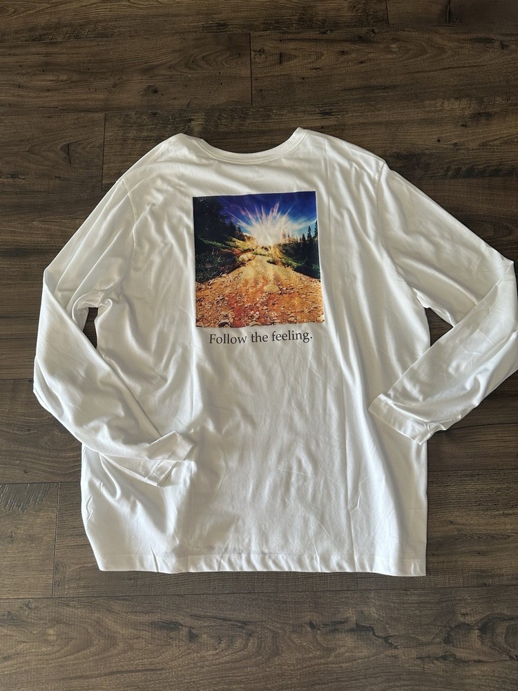 Nike Trail Logo Graphic Men’s White Long Sleeve T-Shirt Sz 3XL HJ3601-100 NWT