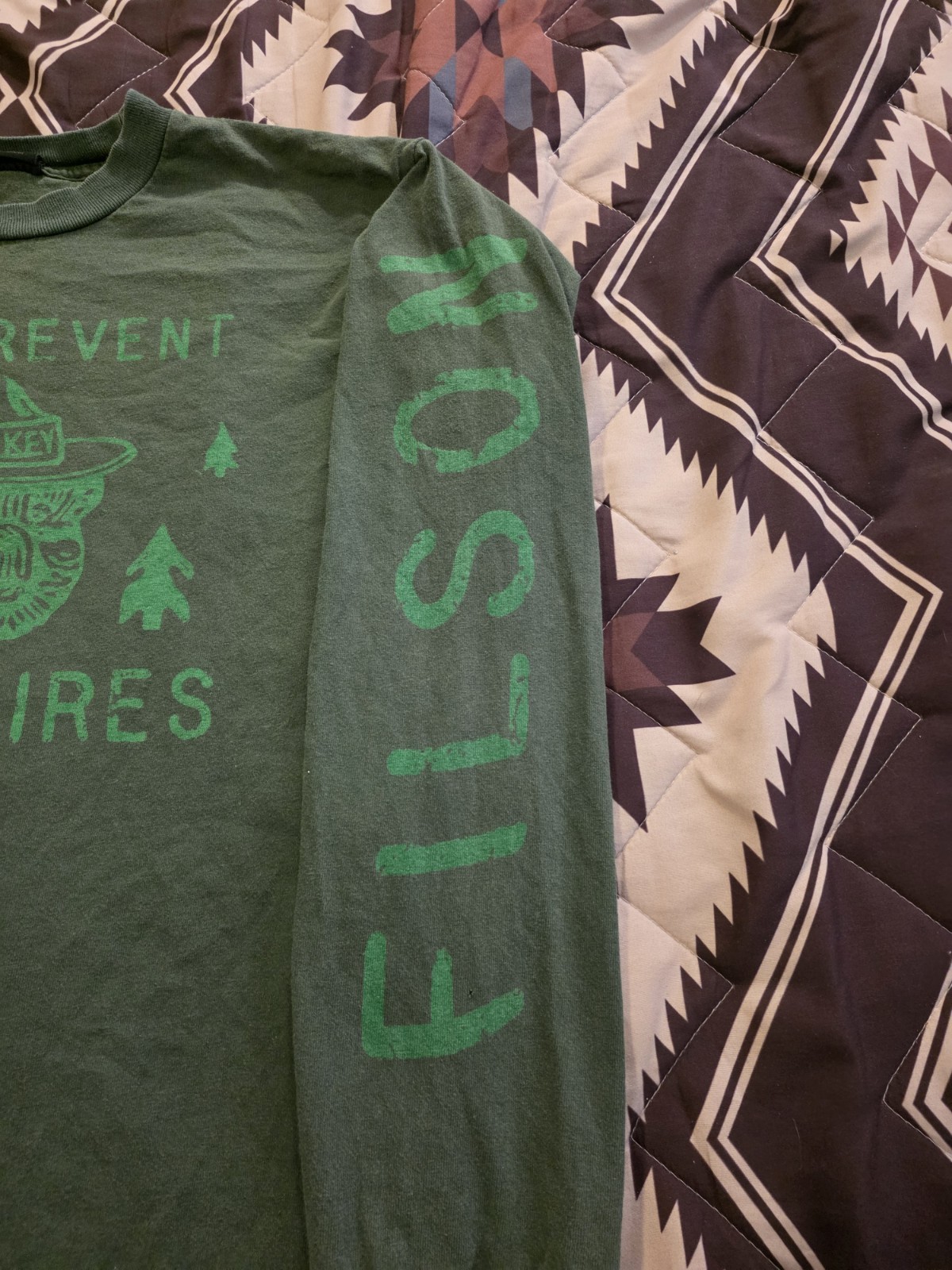 Filson Smokey Bear Help Prevent Wildfires L/S T Shirt Green Medium Made In USA gallery