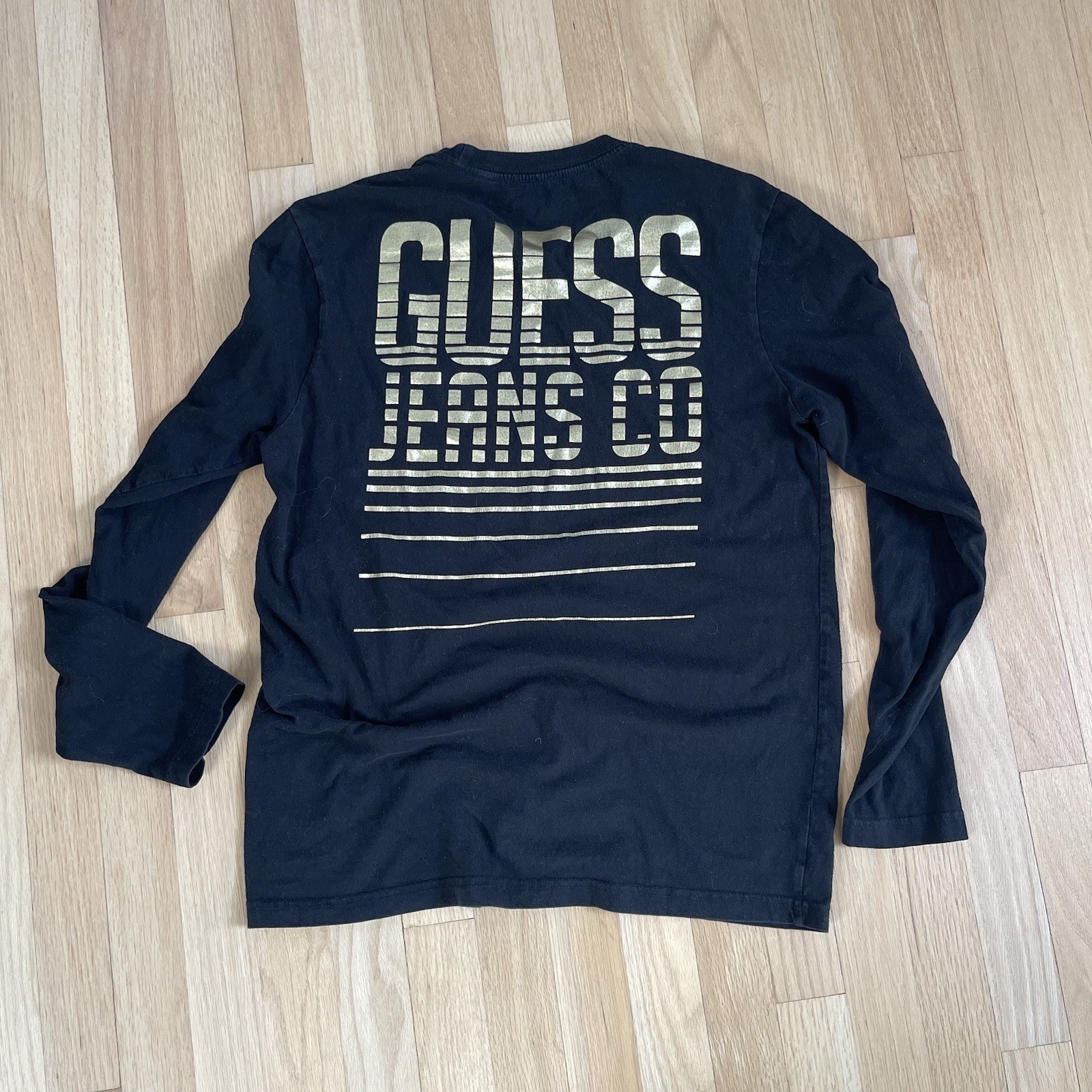 GUESS Jeans Co Long Sleeve Shirt Logo Size Medium Black Men’s gallery