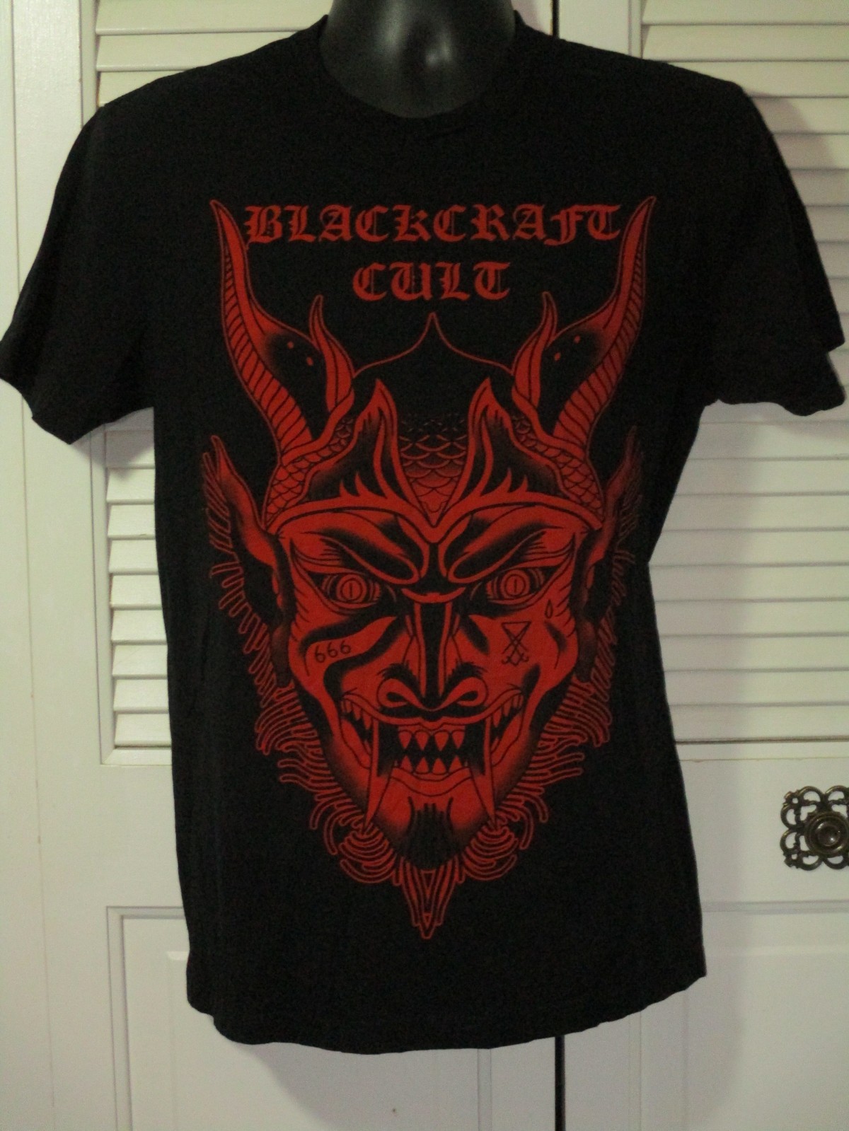 Black Craft Cult Horned Devil Black Graphic Goth T-Shirt Men's M gallery