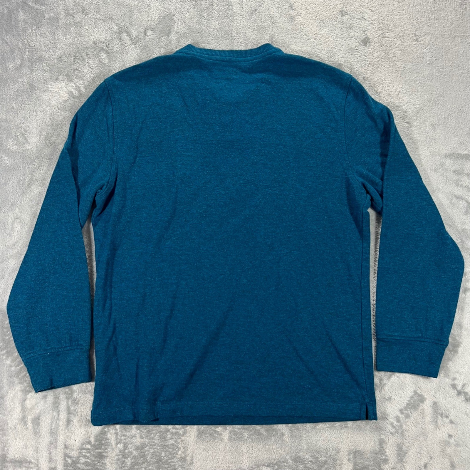 UNTUCKit Grassi Henley Shirt Mens Small Teal Blue Long Sleeve Cotton Blend gallery