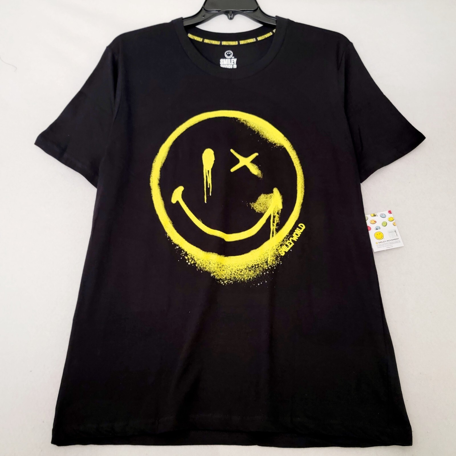Smiley World Shirt Mens 2XL XXL BLACK GRAFFITI Street Art Skater Casual NWT gallery