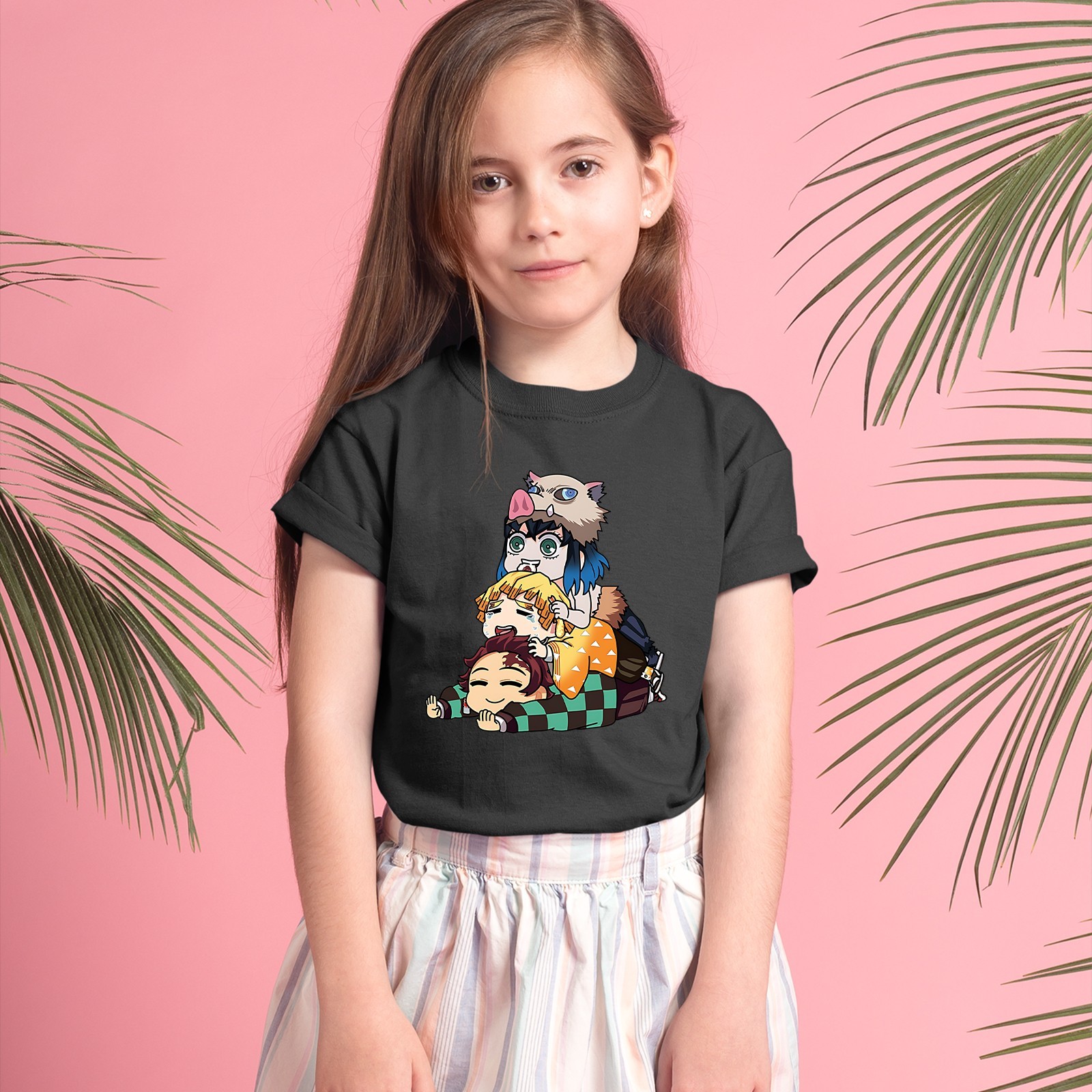 Cute Demon Slayer Chibi T-Shirt – Tanjiro, Zenitsu, Inosuke Anime Graphic Tee gallery