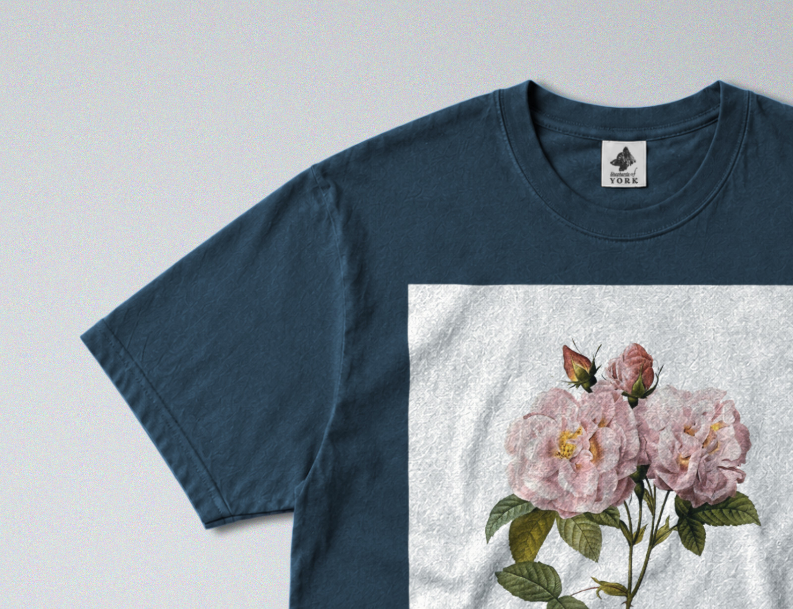 100% Cotton Tee - Regular Fit - Unisex - Pink Roses - Minimalist Botanical Print gallery