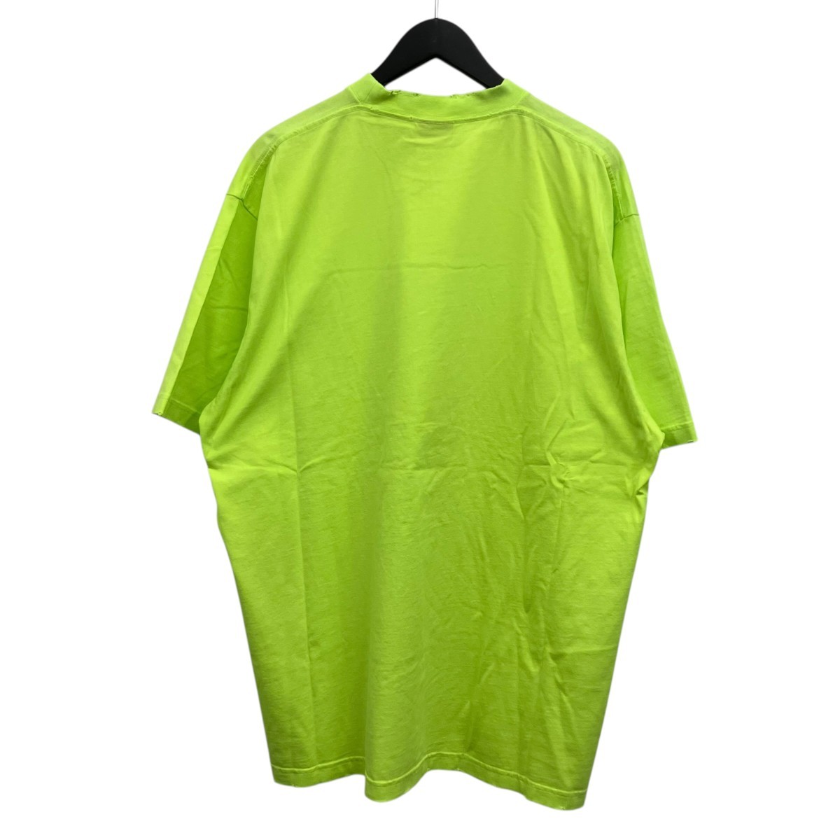 BALENCIAGA T-Shirt Yellow S Distressed Logo Print Oversized 6030 gallery