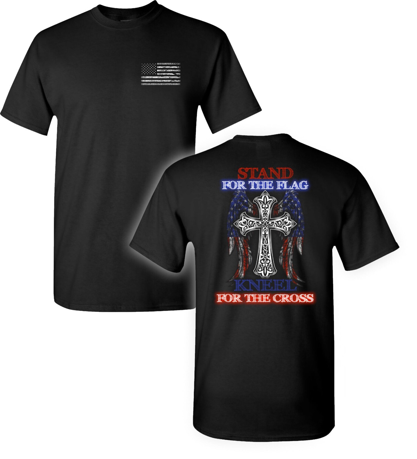Stand For The Flag, Kneel For The Cross Screen Printed Graphic Unisex Shirt