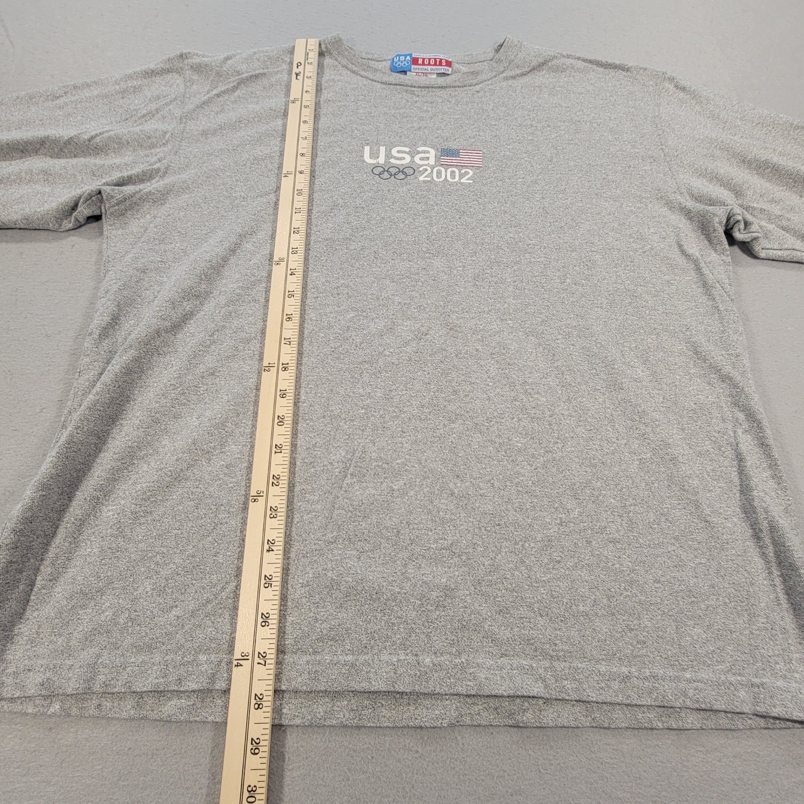 Vintage Roots USA Olympic Team 2002 T Shirt Gray Logo Graphic Cut Sleeve Mens XL gallery