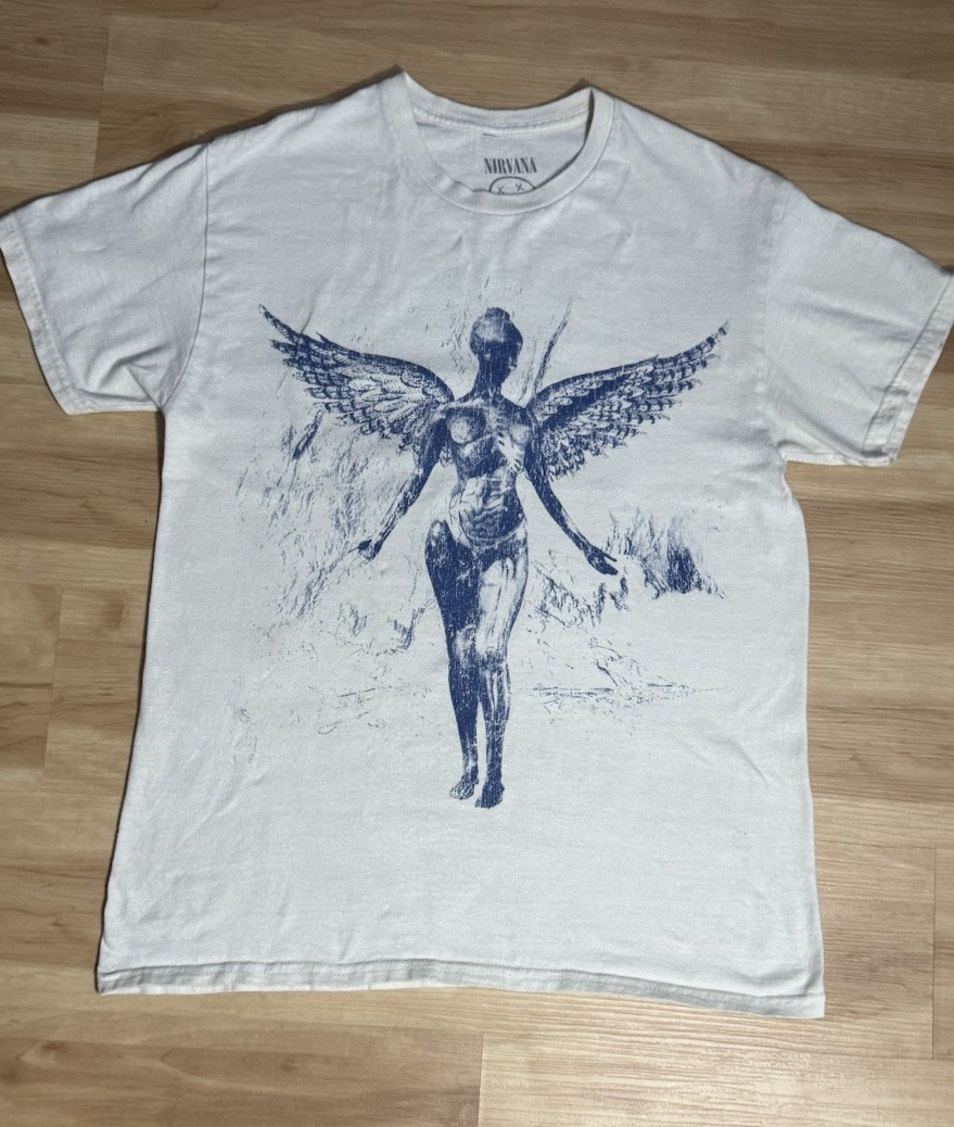 Nirvana In Utero Angel Graphic Band T Shirt White Size Large 19x27 Grunge Rock gallery