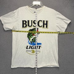 Busch Light Beer Shirt Mens Large White Large Mouth Bass Fishing Nature Outdoor