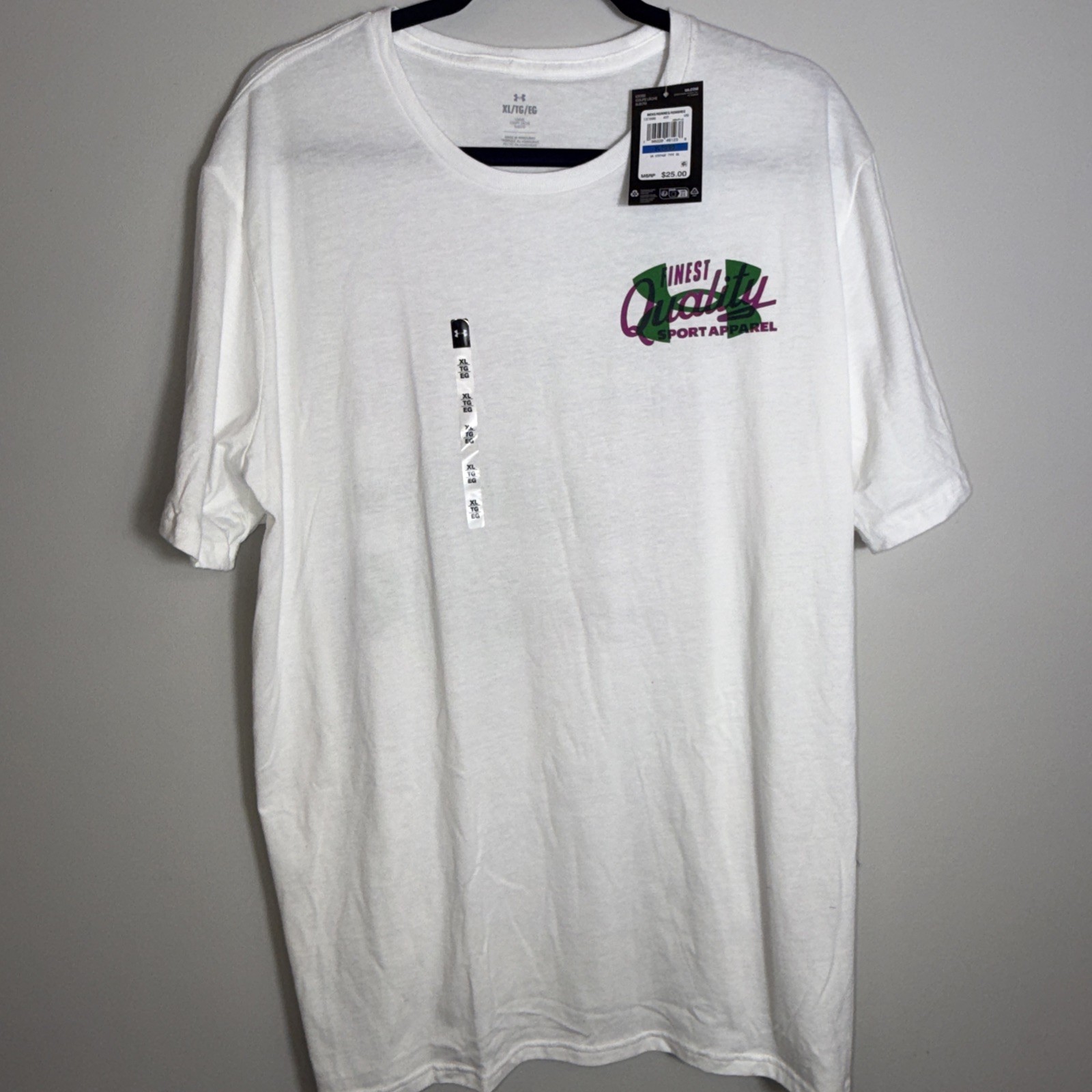 Under Armour Men's Extra Large XL Vintage Type T-Shirt White Loose Fit NWT gallery