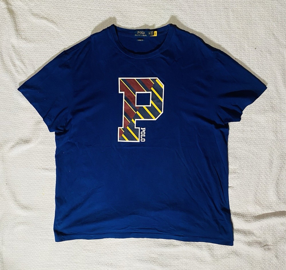 Polo Ralph Lauren Varsity Letter Stripped P T Shirt Mens XL