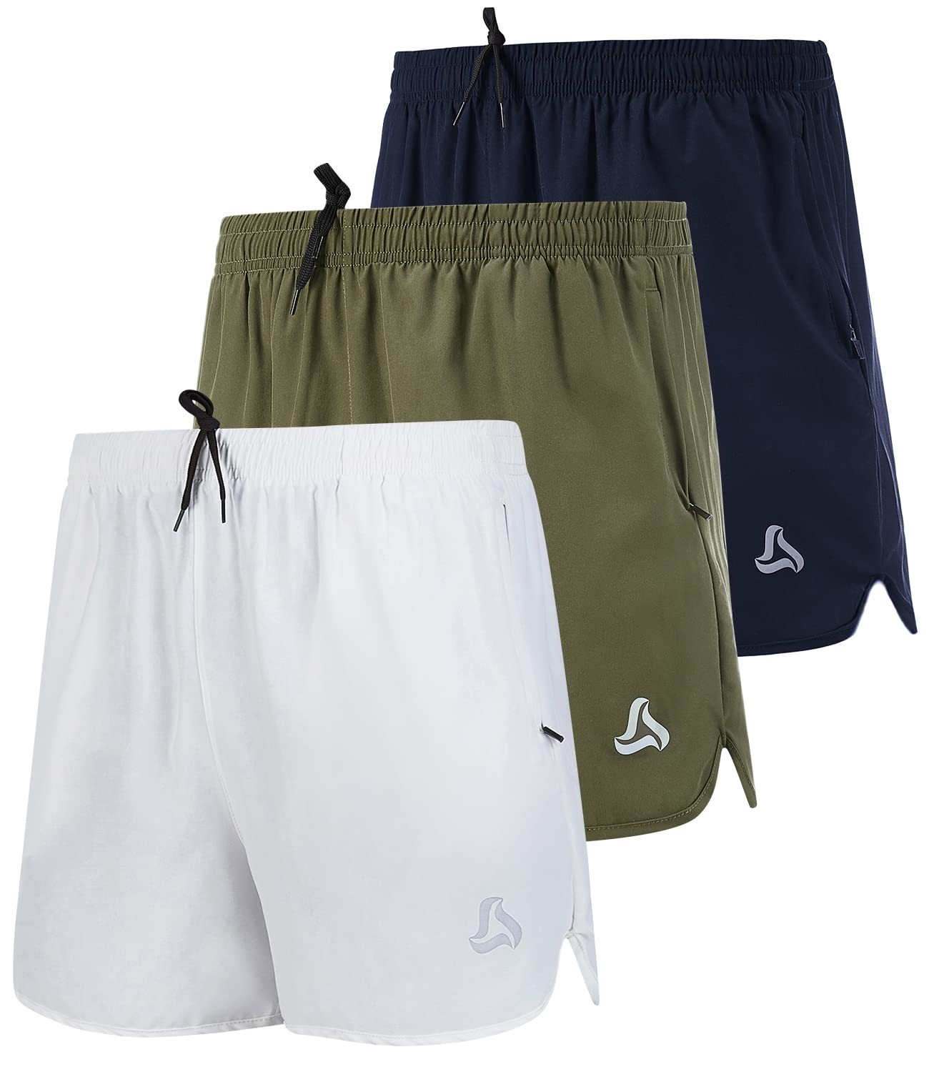 SILKWORLD Men’s Running XX-Large, Deep Navy, Army Green, White (Pack of 3)