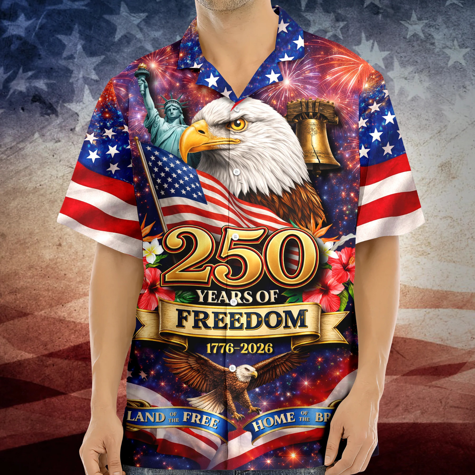 America 250th Anniversary Hawaiian Shirt, 250 Years Of Freedom Button Shirt gallery