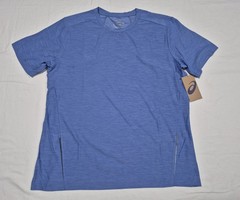 Asics Mens Tech M Knit Spacedye Blue Training Tee running shirt SZ Large