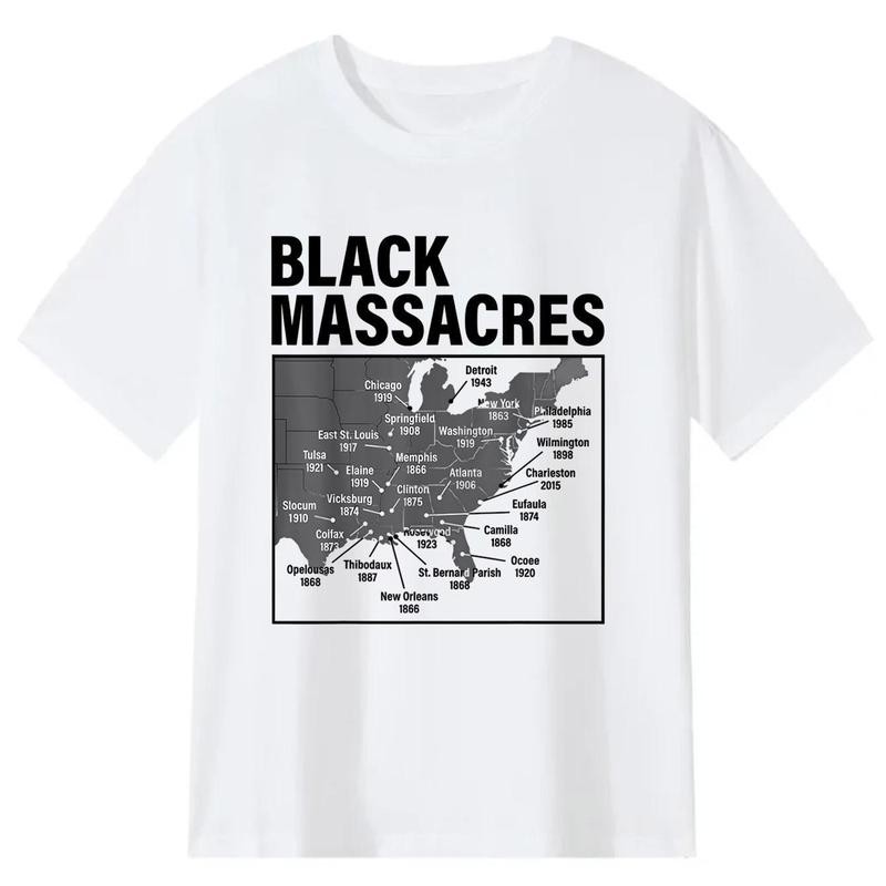 Black Massacres History Map Afro American Straggle Awareness T-Shirt gallery