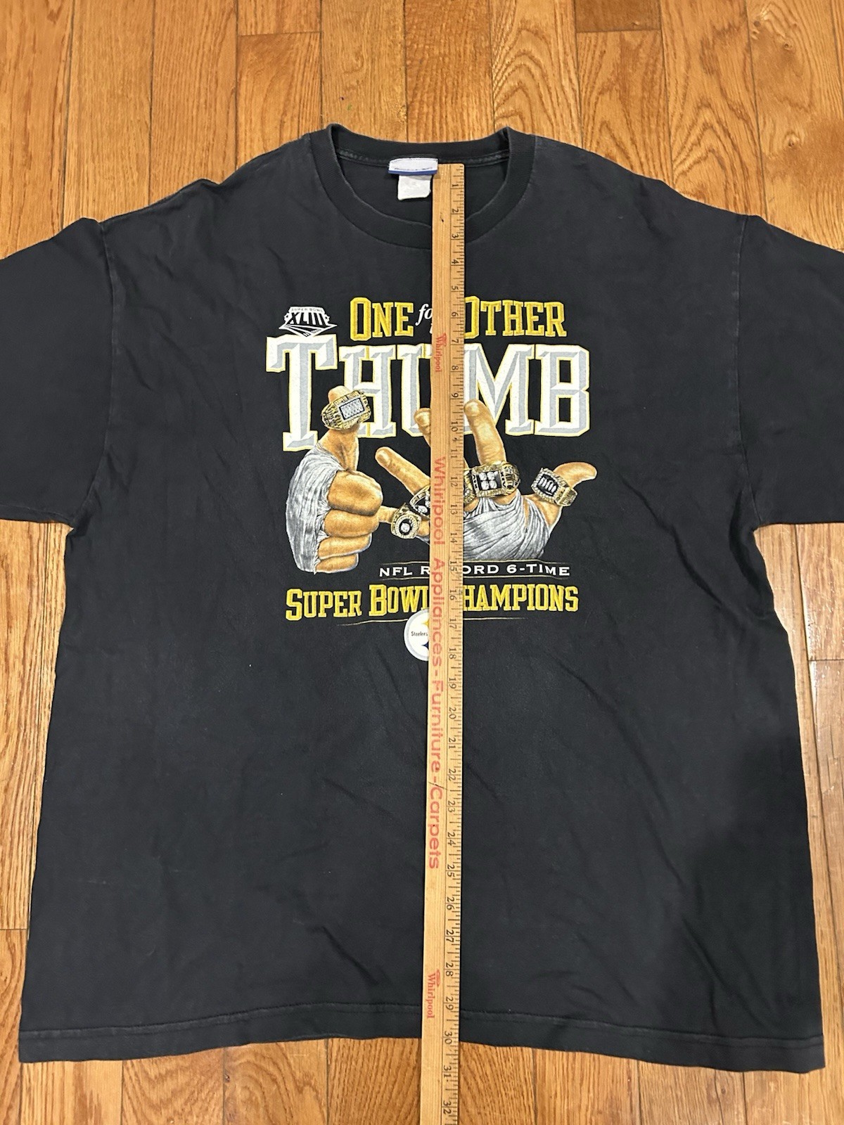 Vintage Pittsburgh Steelers Shirt XL Reebok One for the Other Thumb Super Bowl 6 gallery