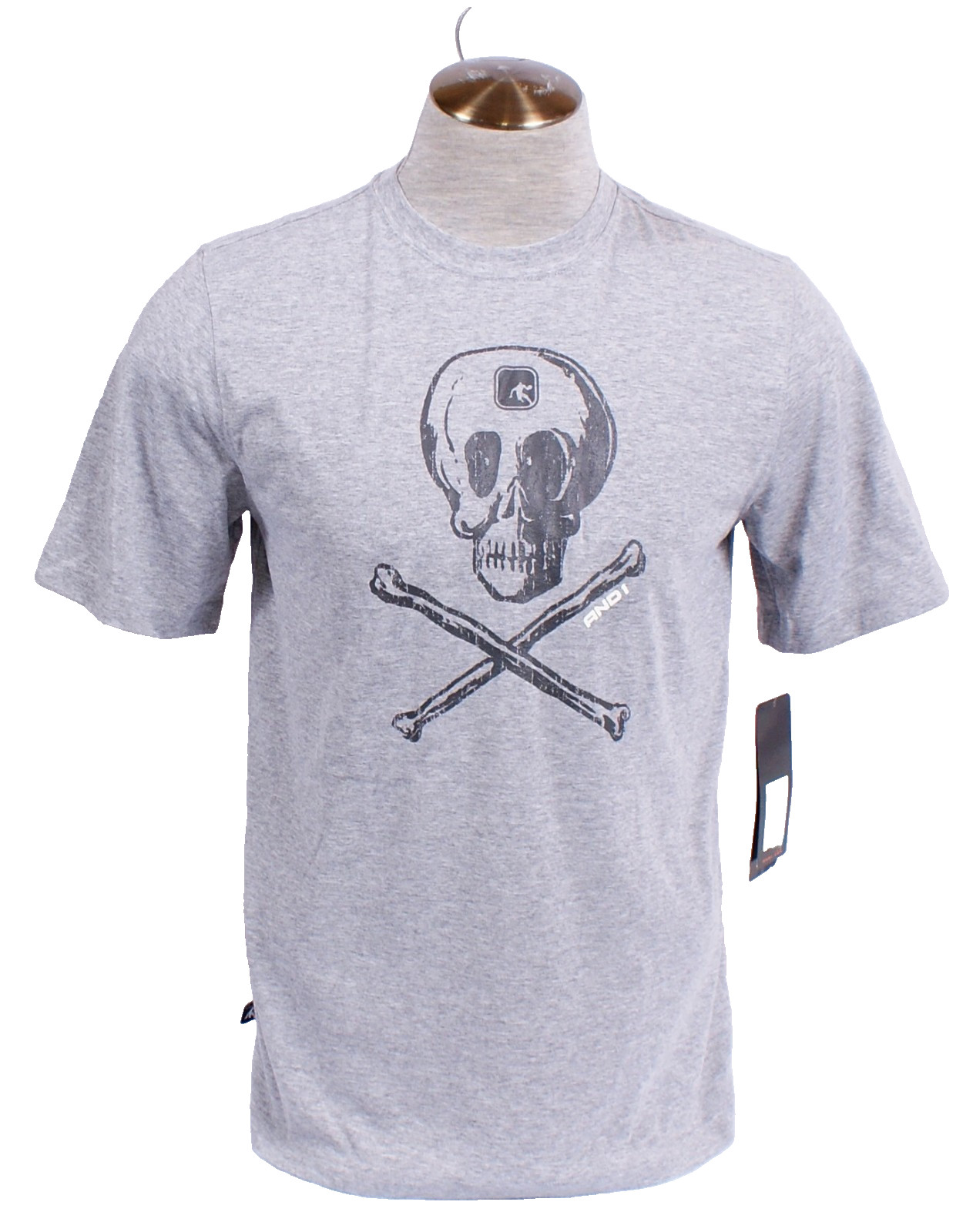 AND1 Men's S Gray Skull & Bones Short Sleeve T-Shirt Play at Your Own Risk gallery