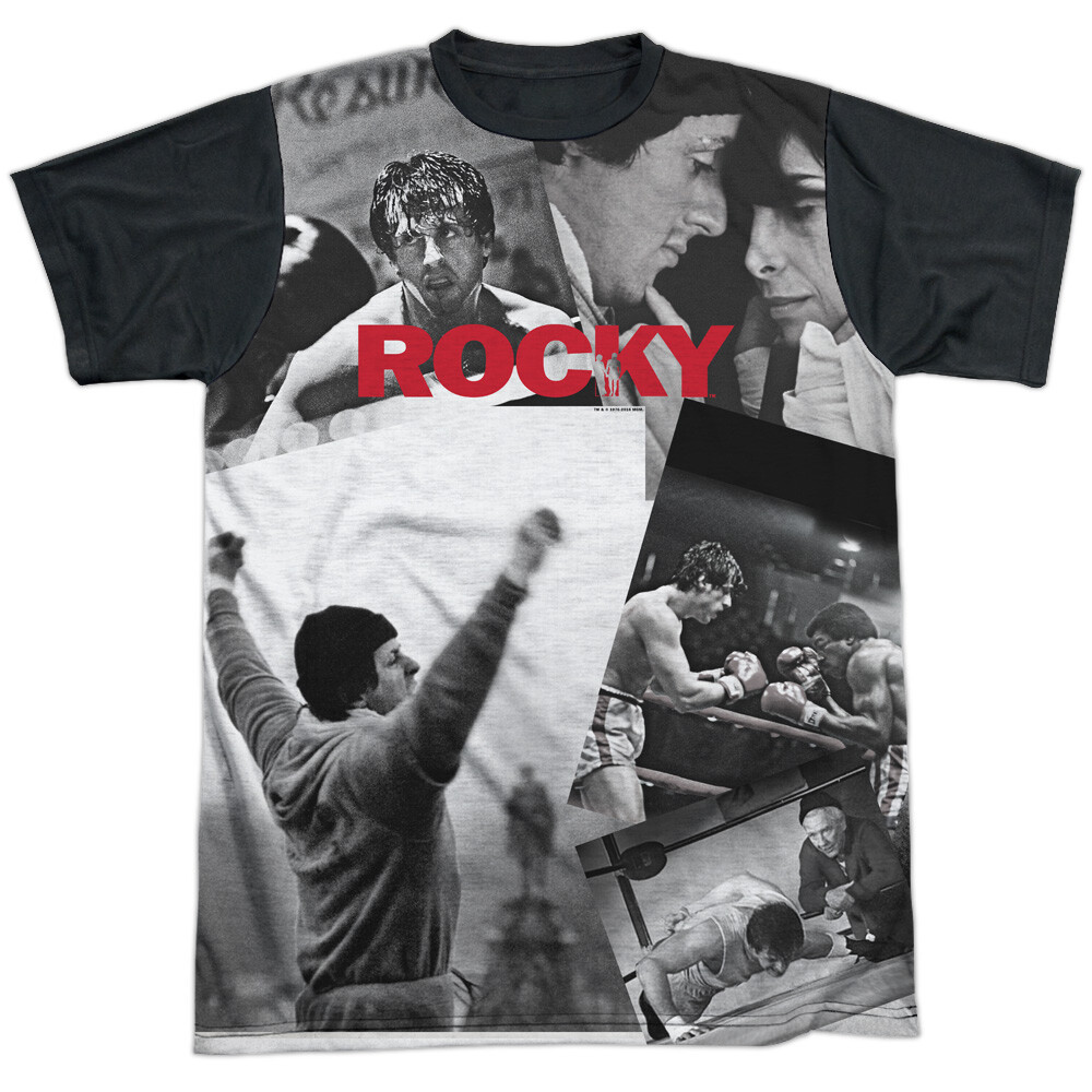 Rocky 40Th Anniversay Collage Adult Costume T Shirt (Black Back), S-3XL gallery