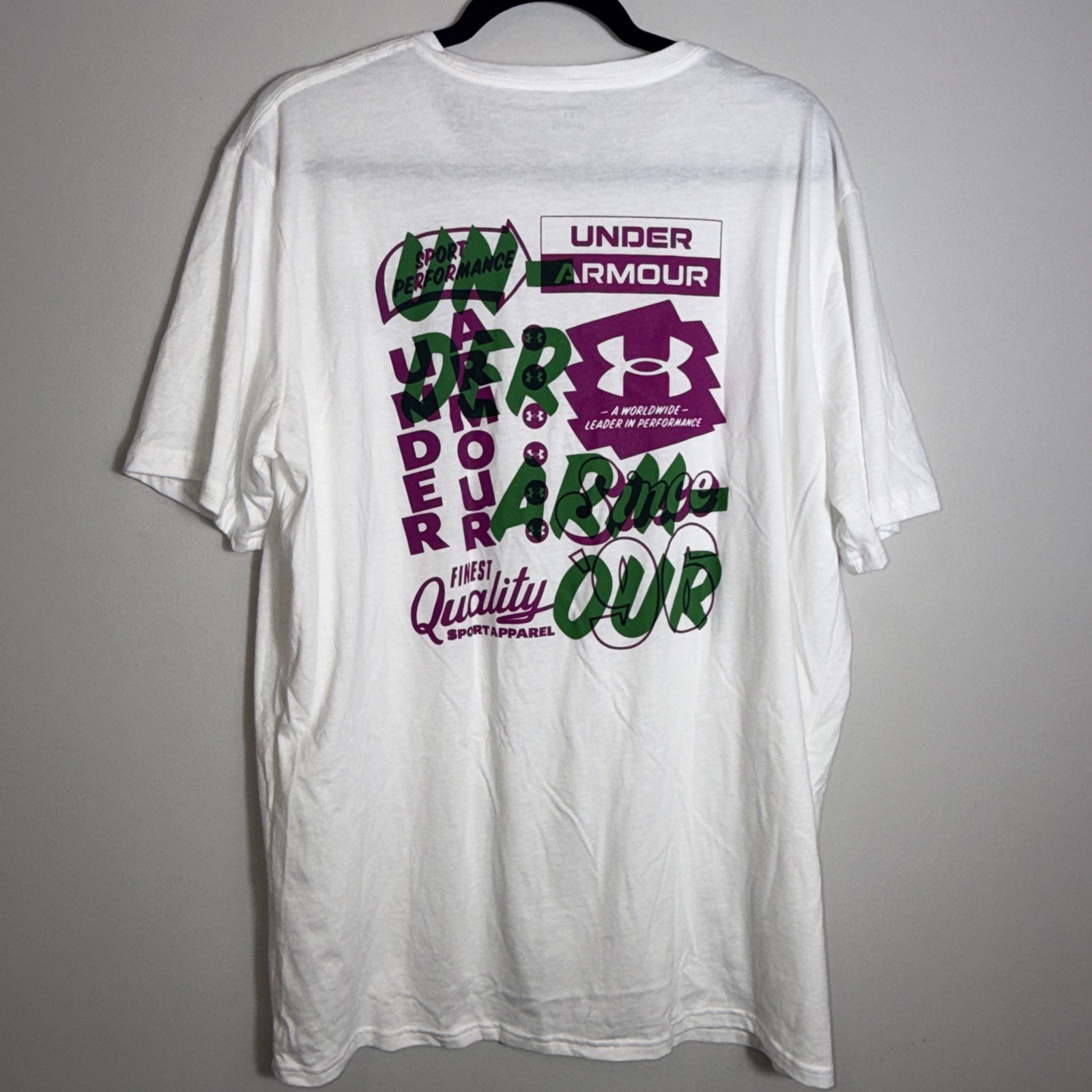 Under Armour Men's Extra Large XL Vintage Type T-Shirt White Loose Fit NWT gallery