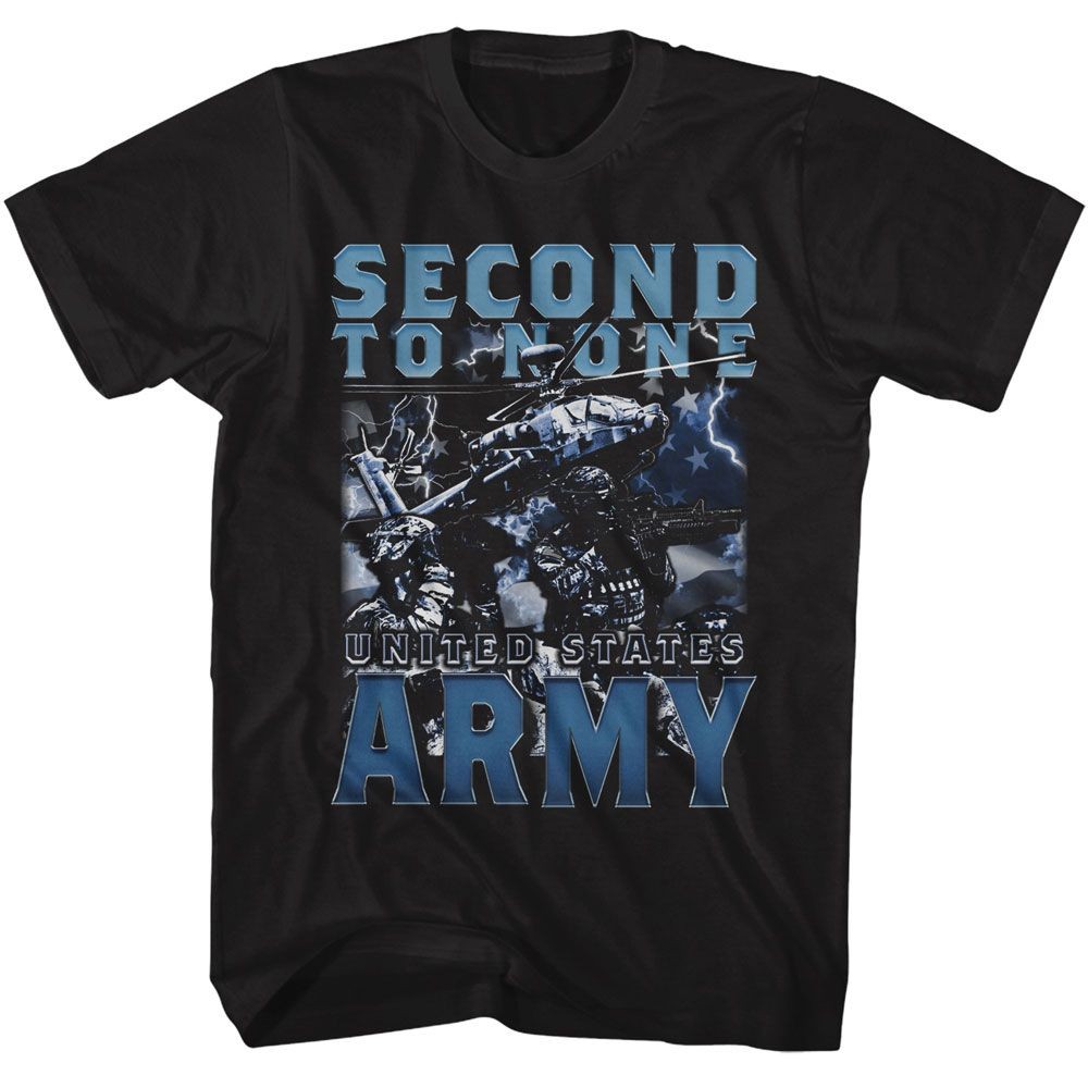 US Army – Second To None – American Classics – Solid Black Adult Short Sleeve T-