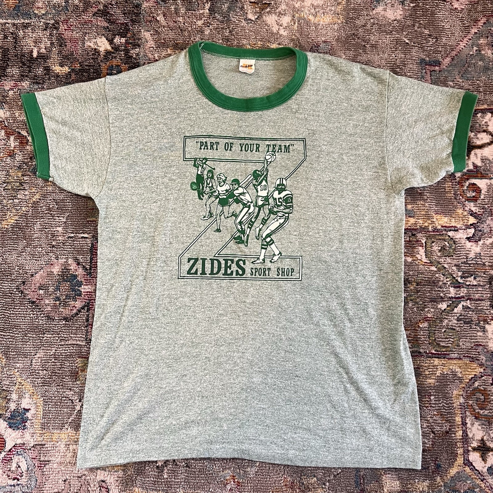 Vintage 1970s Russell Athletic Gold Label Zides Sports Ringer T-Shirt Green - L gallery