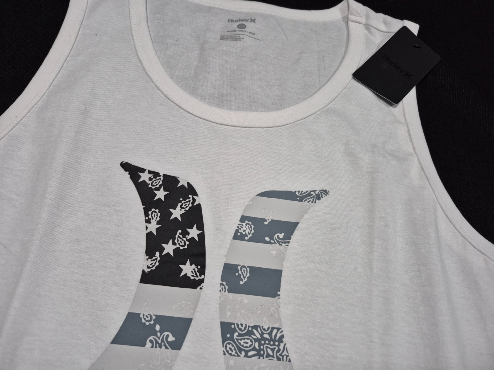Hurley Men's Found Nation American Icon Graphic White Tank Top White gallery