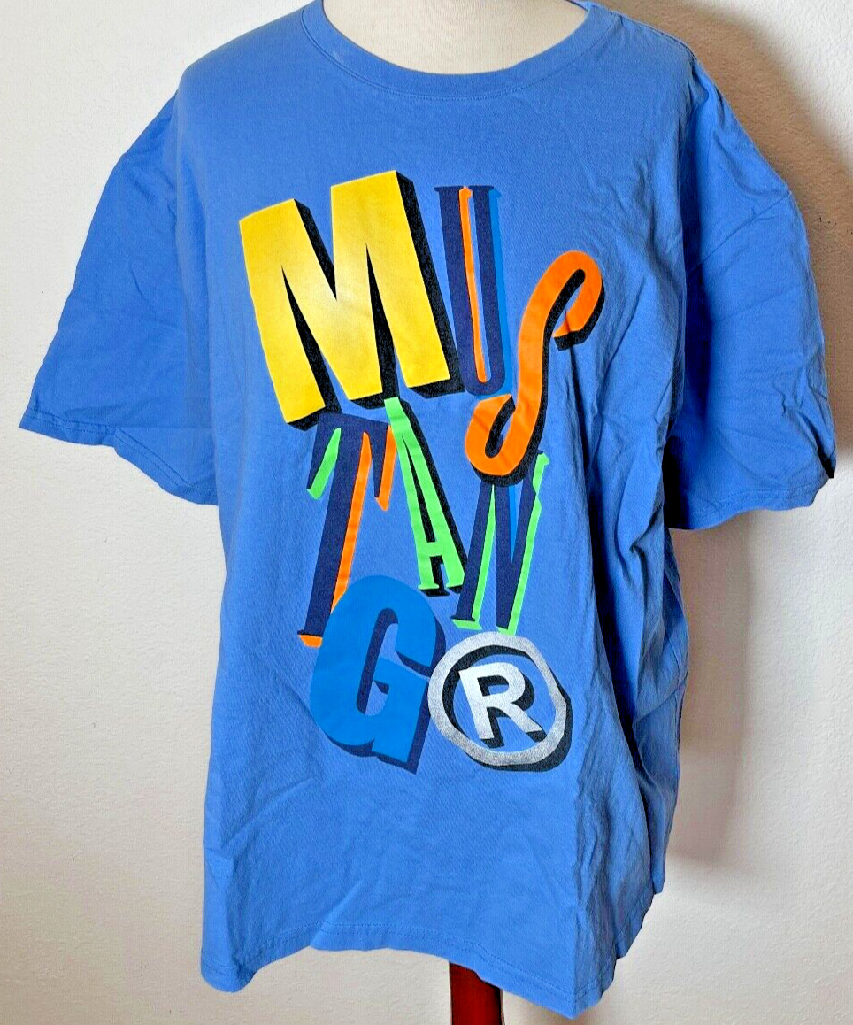 Mustang Mens Shirt Extra Large Car Graphic Tee Blue Cotton Easy Care gallery