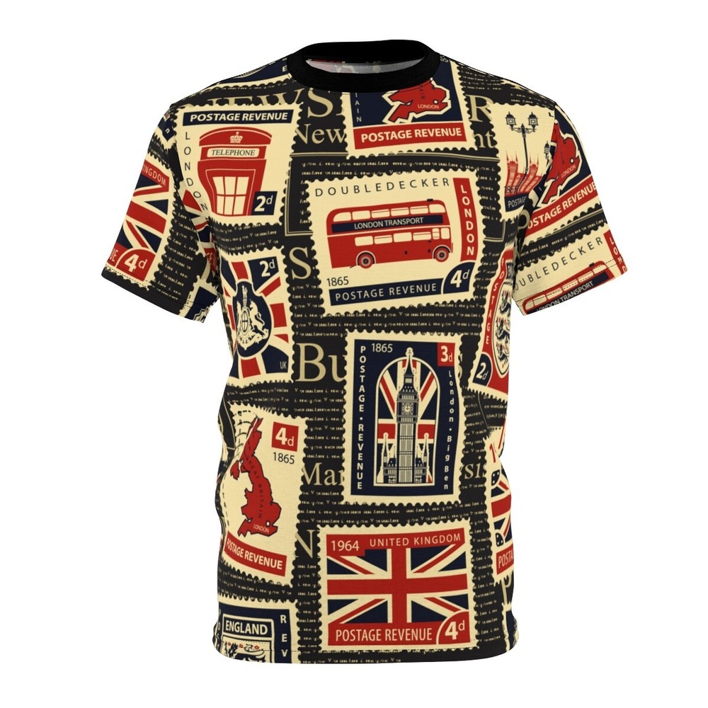 AOP – United Kingdom – Seamless pattern with stamps on theme UK