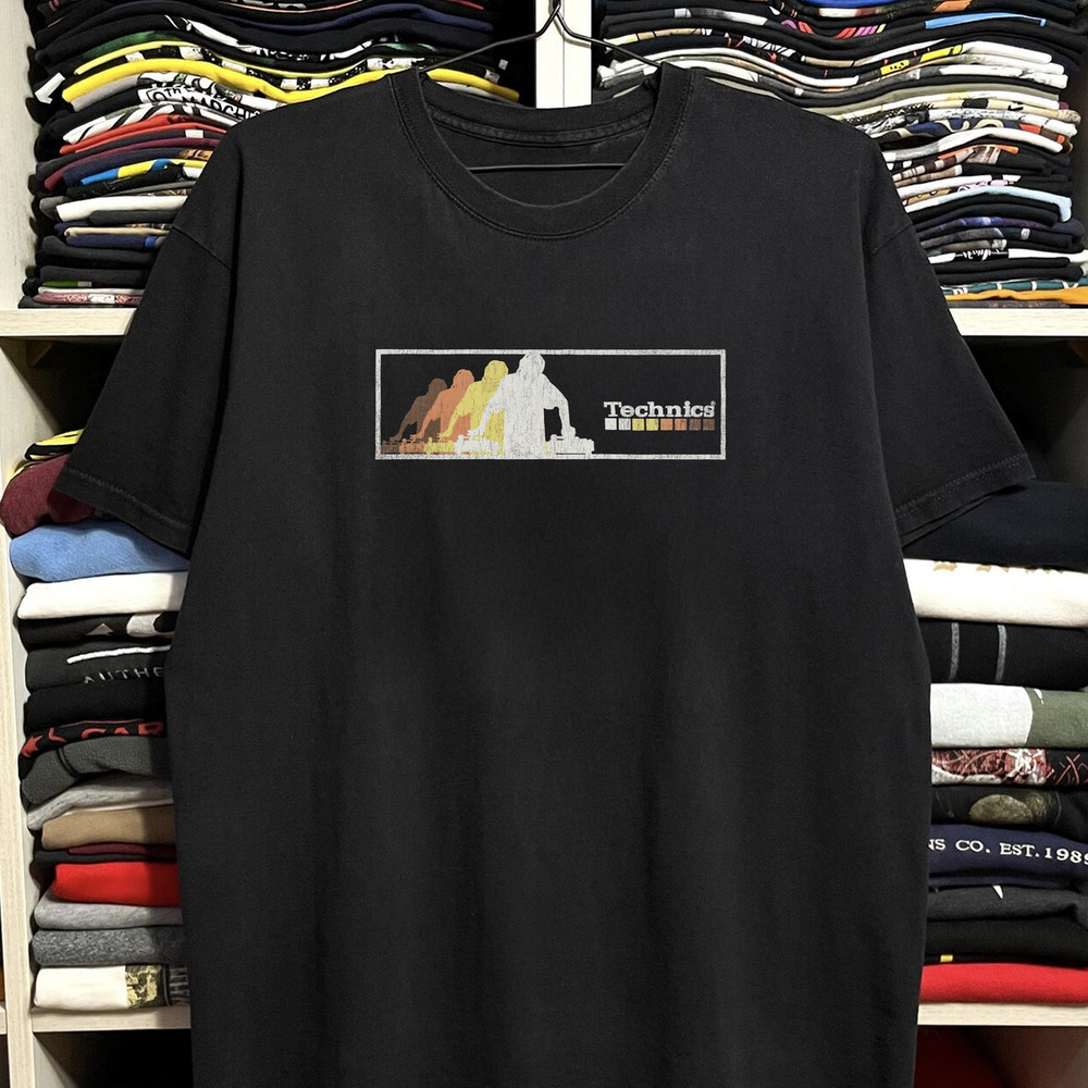 Technics Tee DJ Turntable Vinyl Deck Retro Music Graphic T Shirt S-5XL