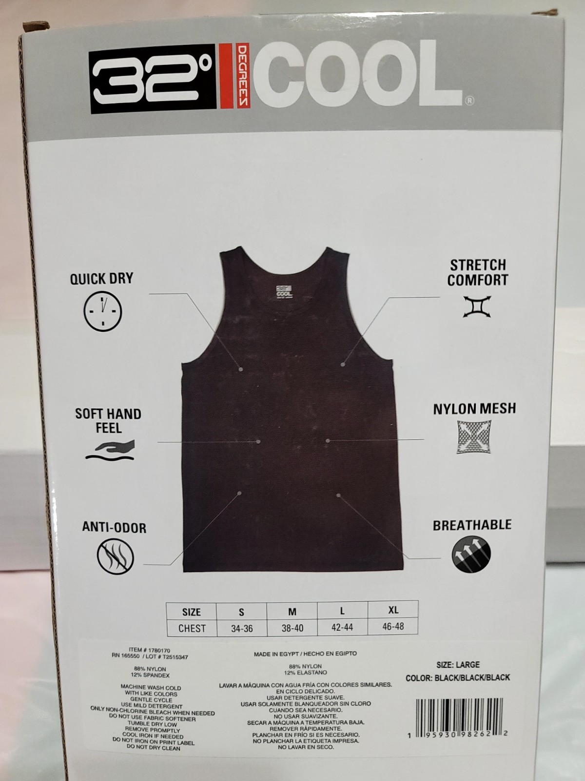 Brand New 32 Degrees Cool Men's Comfort Mesh Tank Tops - 3 Pack Black Medium gallery