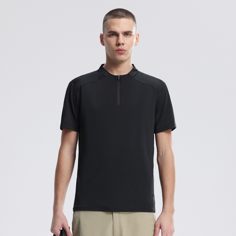 New Half Zip Short Sleeve Men’s High Stretch Quick Dry Running Fitness Shirt