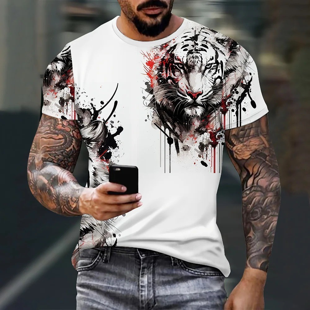 Camiseta Elegante Con Estampado De Letras Para Hombre Camisa Moda Vintagecasual gallery