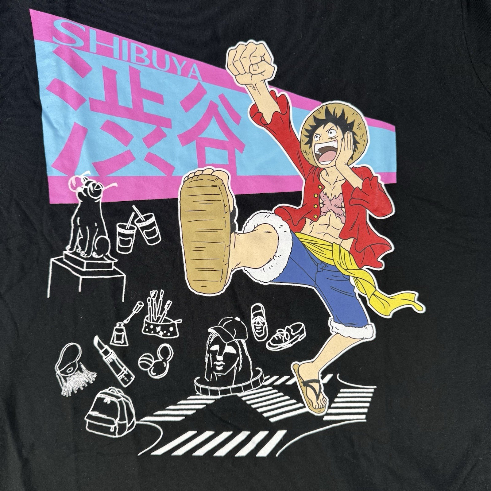 NWT One Piece Official Anime TShirt Luffy Japan Exclusive Black Size L Fine Plus gallery