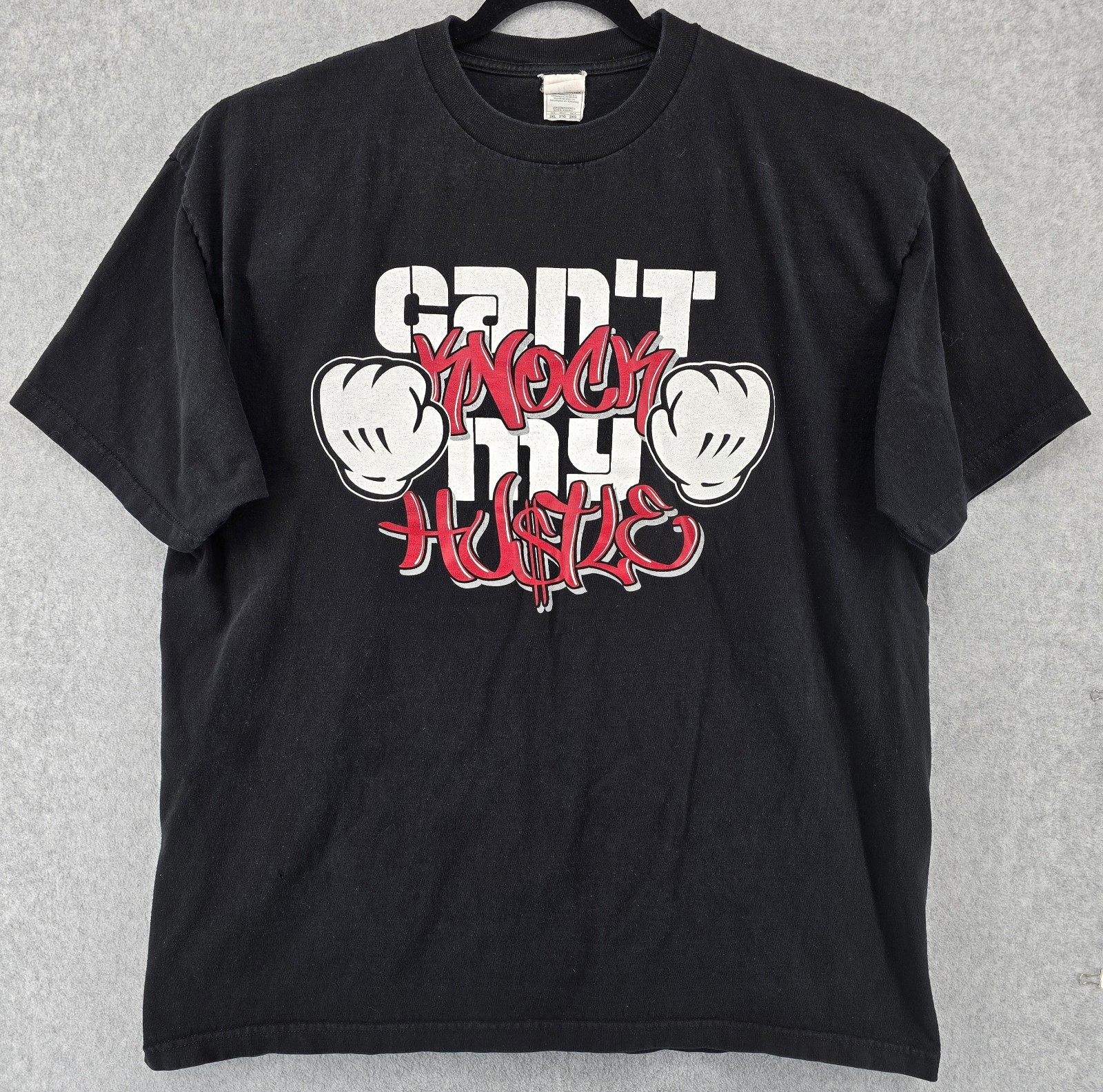 Vtg Y2K Shaka Active Men’s 2XL T-Shirt Black ‘Can’t Knock My Hustle’ Streetwear
